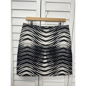 Banana Republic Zebra Print Jacquard Mini Skirt Women's Size 10 NWT